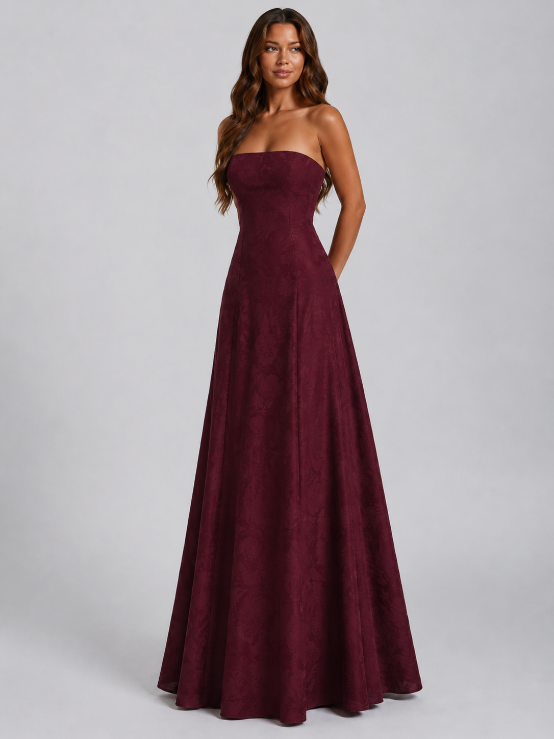 Women's Elegant Floral Midi Dress – Slim Fit & Square Neck