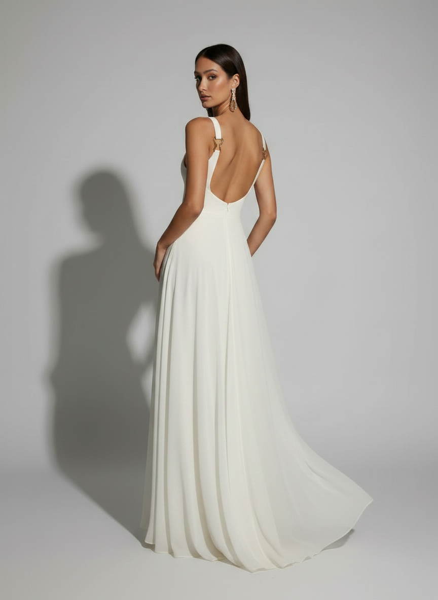 Elara | Sheer Open-Back Dress