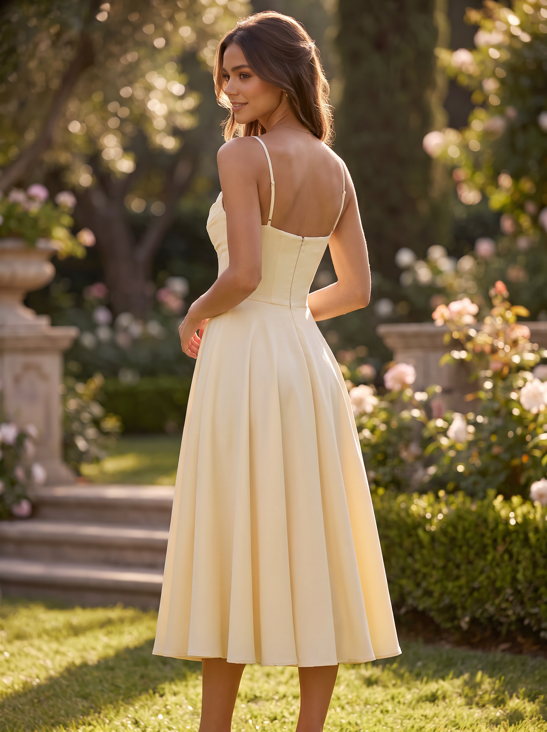 Solene | Pima Cotton Gathered Bust Midi Dress